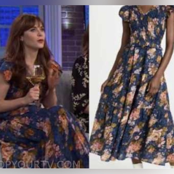 NWT Sea NY Ines Floral Navy Smock Midi Dress size 4 BRAND NEW - Picture 7 of 17